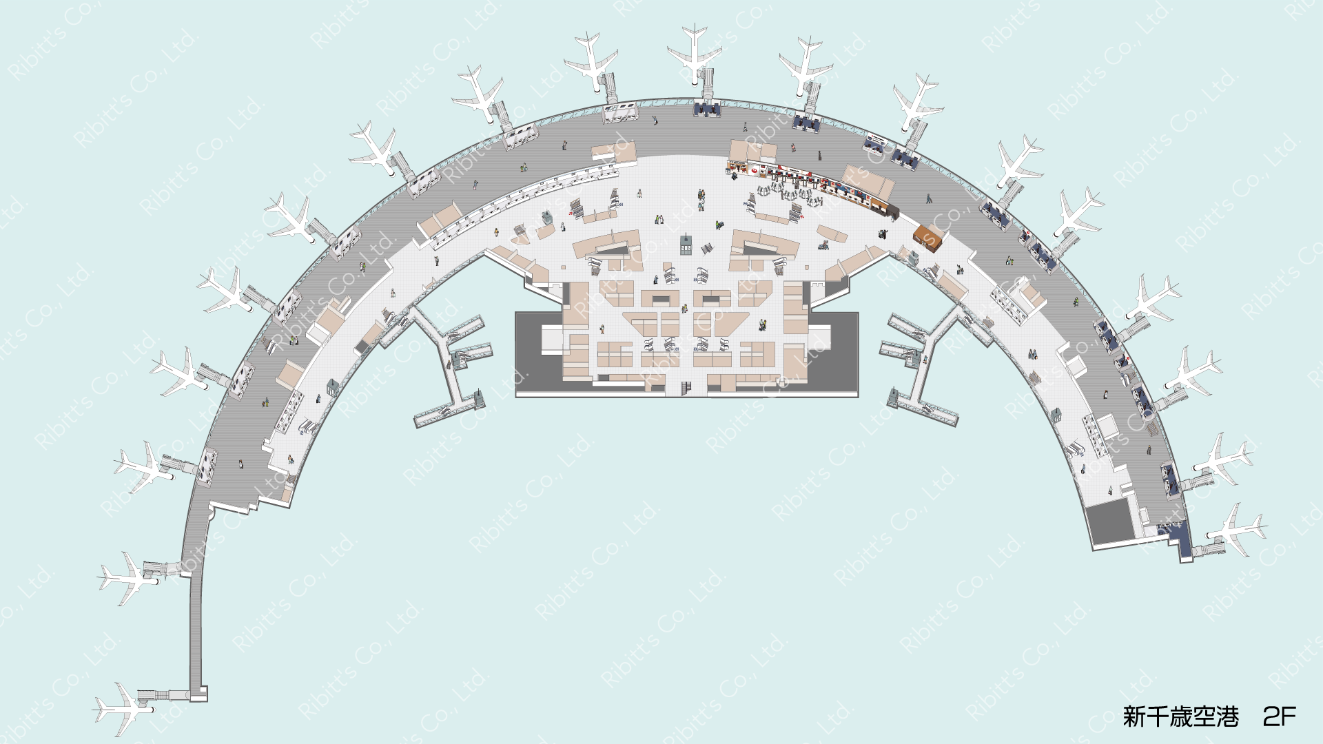 新千歳空港　アイソメ　イラスト