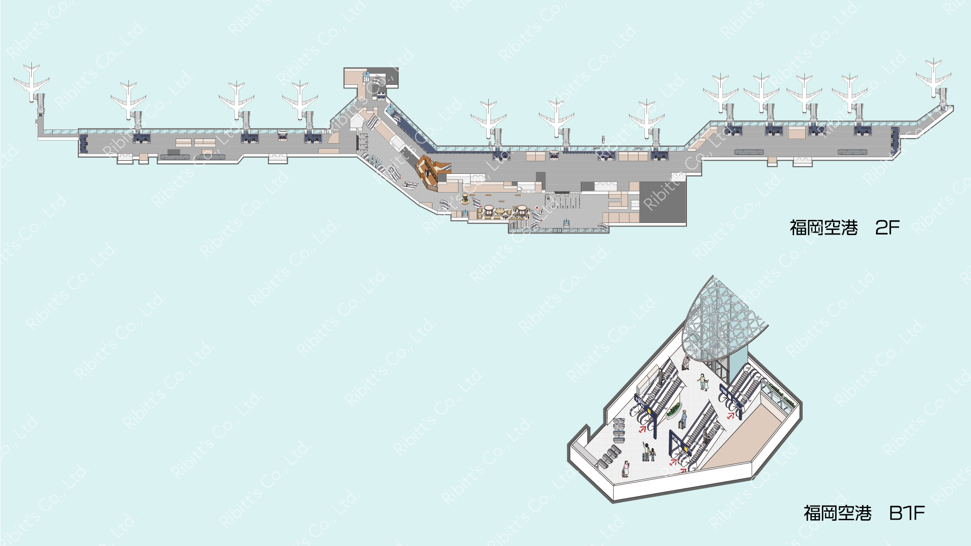 福岡空港　アイソメ　イラスト
